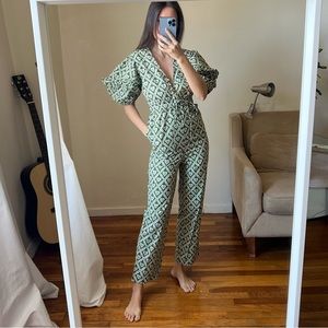 RHODE green jumpsuit Size S cotton printed